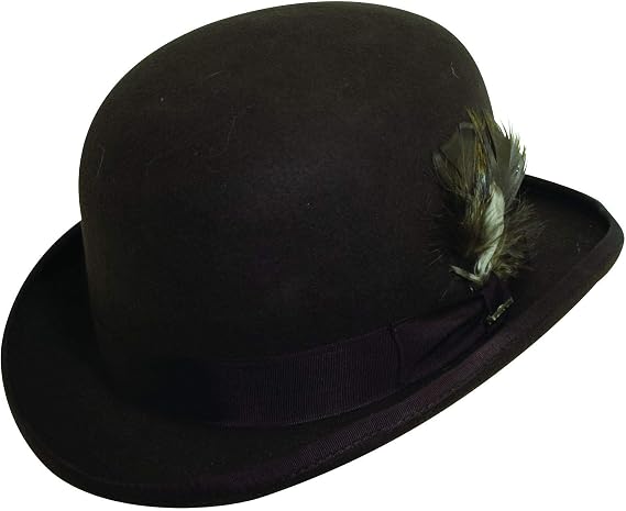 Scala Men's Furlong Wool Felt and Grosgrain Trim Derby Bowler Hat Chocolate
