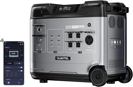 OUKITEL Portable Power Station P5000 Pro, 5120Wh Large Capacity Solar Generator, 5x3600W AC Output(6000W Surge), 2.8H Fully Charged, 1000W MPPT Solar for Emergency, Home Backup, RV, Camping