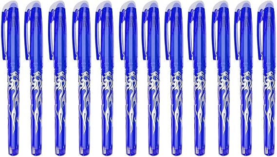 Erasable Ballpoint Pen 12 Pcs Blue Eraser Pen 0.5mm Refillable Eraser Pen High Guality