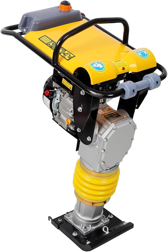 7HP Engine Tamper Rammer Jumping Jack Compactor, Walk-Behind, 196CC Engine, 11"x12.6" Ramming Plate, for Concrete & Soil, EPA Approved