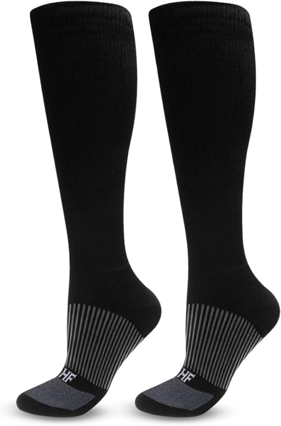 Compression Socks, Unisex, High Support, Fatigue Relief | Targeted compression stabilizes muscles, snug fit, for nurses, runners, cyclists, travelers, prolonged standing/walking