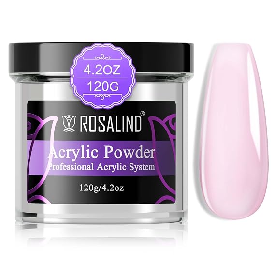 ROSALIND 4.23oz/120g Soft Pink Acrylic Powder for Nail Extension& Sculpting | High Volume Pink Acrylic Powder For Nail Extension, Dry Naturally, Professional Pink Polymer, Salon Quality Ideal for DIY