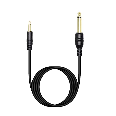 1/8 to 1/4 Stereo Cable,2M/6.56FT Gold Plated 3.5mm Male to 6.35mm Male TS Mono Audio Cable for Amplifier, Speaker,Guitar and Home Stereo System