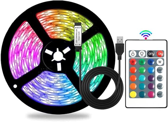 USB Led Strip Light, RGB Colour Changing Led Lights for Home Rome Decoration, 16 Colors with Remote. (2m led)