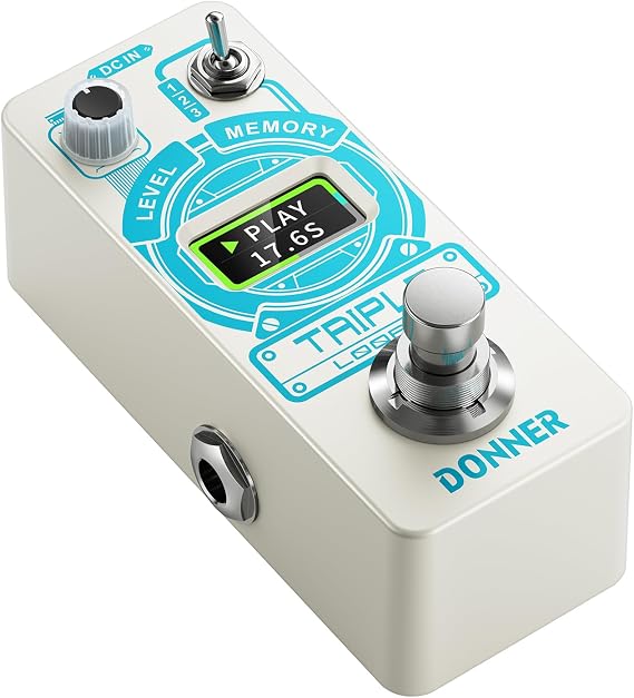 Donner Triple Looper Guitar Pedal, 3 Loops 90 mins Looping Time Loop Pedal with Screen Unlimited Overdubs Undo/Redo for Electric Guitar Bass, True Bypass
