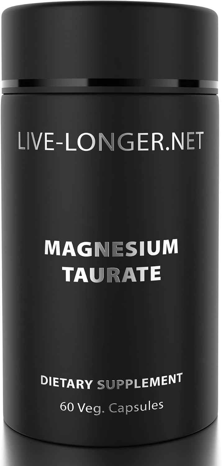 Ultra Pure Magnesium Taurate | Supports Heart Health | Supports Muscle and Nerve Function | 500mg Vegan Capsules, 60 Count | Non-GMO, Gluten Free