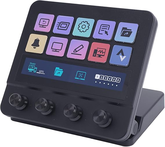 Gugxiom Stream Controller Studio, Studio Control Deck with 10 Macro Keys and Dashboard Customizable LCD Buttons, for OBS Twitch, for PC