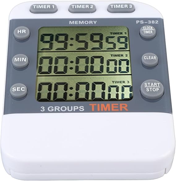 Digital Kitchen Timer, with Triple Countdown Display, Separate Control, Memory Function - Loud Alarm, for Cooking, Schools, Laboratories