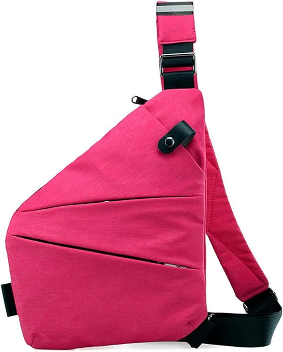 Waterproof Outdoor Leisure Men's Chest Bag for Cycling - Multi-Purpose Crossbody Phone Bag with Adjustable Strap (Rose, right)