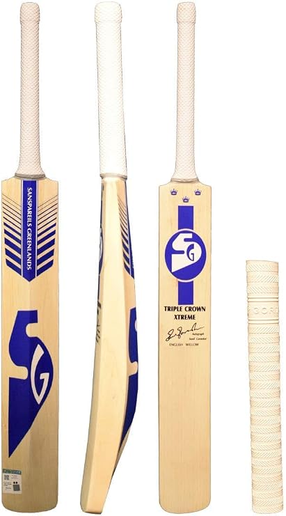SG Triple Crown Xtreme English Willow Cricket Bat with Bat Cover & Bat Grip Free