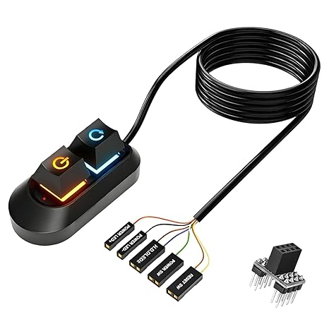 External PC Power Button with RGB Light, 2M Cable Desktop Switch