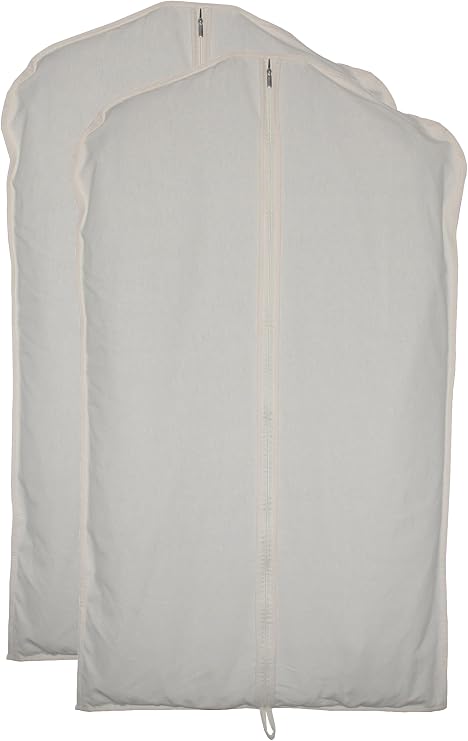 100% cotton canvas garment bags for closet storage and travel suit bags for clothes, coats, jackets, shirts, dresses suit garment cover for hanging clothes storage (24''x40''(2set))