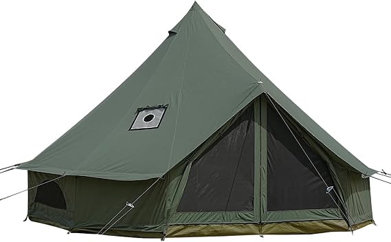 Canvas Bell Tent with Stove Jack - Waterproof and Breathable Yurt, Glamping Tent with Detachable Groundsheet for Camping Party