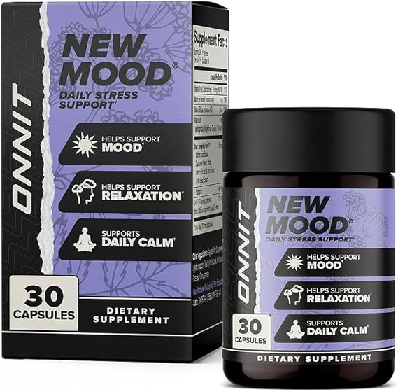 ONNIT New Mood Stress & Sleep Support Supplement with 5-HTP, 30 Count | IGEN Non-GMO Tested; 5-HTP & L-Tryptophan; daily stress management, relaxation, mood & sleep support for men & women