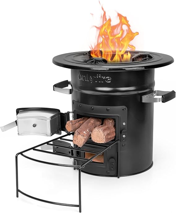 Onlyfire Cast Iron Rocket Stove Portable Wood Burning Camp Stove