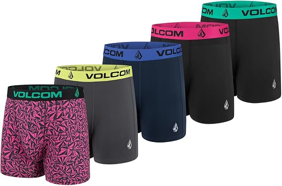 Volcom Mens Boxer Briefs 5 Pack Poly Spandex Performance Boxer Briefs Underwear