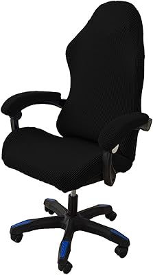Office Chair Cover with Armrest Covers, Gaming Computer Office Chair Seat Cover Slipcovers Stretchable Universal Ergonomic Rotating Armchair Covers Thick High Back Office Seat Cover Black