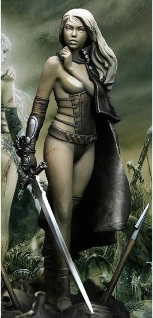 1/24 75mm Resin Model Kit Nudes Beautiful Girl Warrior Fallen Angel Unpainted