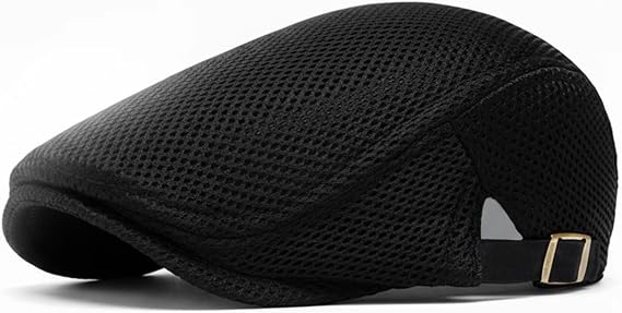 Mens Mesh Newsboy Hat Breathable Summer Flat Cap Beret Gatsby Ivy Driving Hat Adjustable Golf Cap
