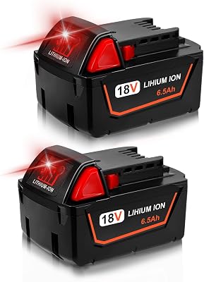 2 Packs 6.5Ah18V 6000mAh Replacement Battery for Milwaukee 18V Battery Compatible with Milwaukee 18 Volt Battery 48-11-1860 48-11-1850 48-11-1828 48-11-1840 48-11-1862 Cordless Power Tools