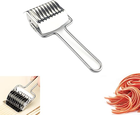 Pasta Noodle Cutter Stainless Steel Pasta Spaghetti Maker Noodle Lattice Roller Dough Cutter Masher Noodle Cutter,Non-slip comfort handle,for Kitchen Cooking Tools