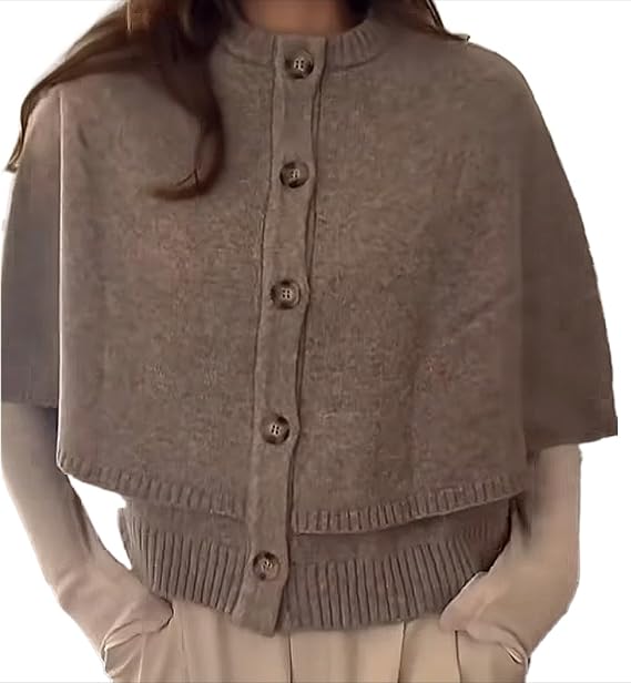Knit Cape Coat for Women Button Up Cropped Cardigan Corporate Outfits Dressy Casual Old Money Aesthetic