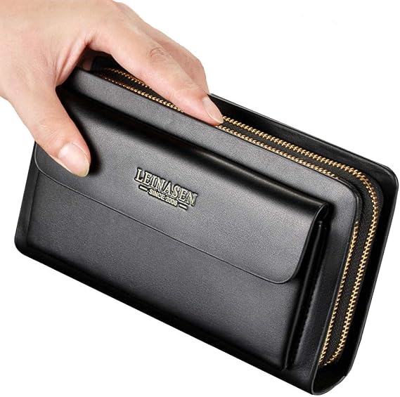 Mens Large Long Leather Clutch Hand Bag Wallet Purse Travel Passport Business Cell Phone Holster Credit Card Holder Wallets | Large