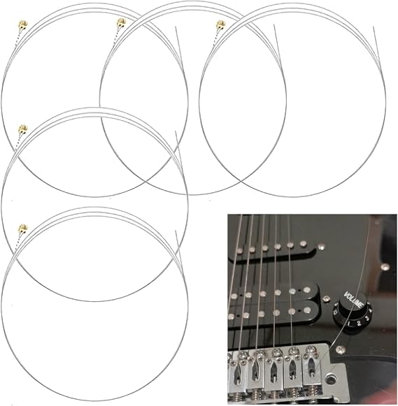 Electric Guitar Strings 5 x High E Strings 009 Gauge - Replacement Strings for 1st String Premium Nickel Strings with Brilliant Sound Compatible with Electric Guitar and Bass Only for E-String Replacement