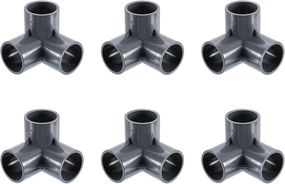 Sourcing Map 1" PVC Fittings, 6 Pcs 3-Way Elbow Connector, Grey
