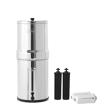 Imperial Berkey Gravity-Fed Water Filter System 4.5 Gallon with 2 Black Berkey Elements, 2 PF-2 Fluoride and Arsenic Reduction Elements