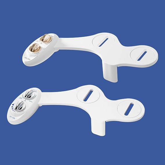 LUXE Bidet NEO 185 Value 2-Pack Bidet Attachments, Dual Nozzle, Rear & Feminine Wash, Self-Cleaning, Non-Electric (Gold and White)