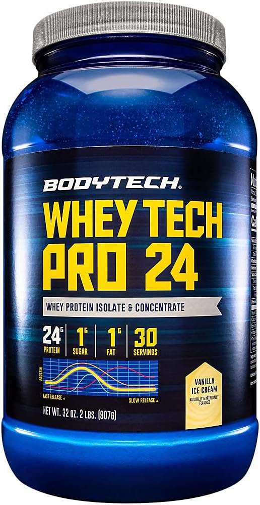 BodyTech Whey Protein Isolate Powder, Vanilla Ice Cream, 2 lb, 30 Servings