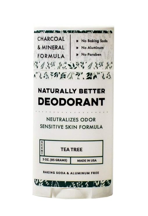 Tea Tree Naturally Better Deodorant - Sensitive Skin Formula, Aluminum-Free, Baking Soda-Free, All-Natural, Magnesium & Activated Charcoal, Plant-Derived, Made in USA by DAYSPA Body Basics