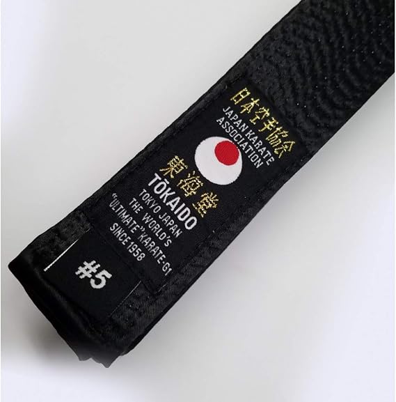 Tokaido Karate Belt, Black Satin Belt - JKA (#6/315cm - 124" inches)