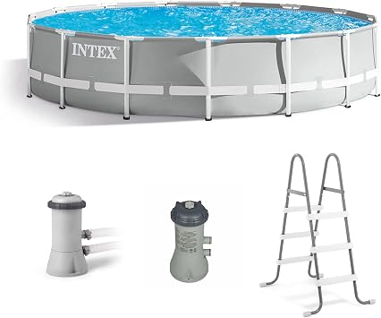 Intex 15 x 42 Prism Frame Above Ground Swimming Pool Set and Pool Filter Pump
