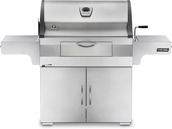 Napoleon Stainless Steel PRO 605 Charcoal Professional BBQ Grill - PRO605CSS - Professional Style Charcoal Barbecue Grill, Full Size Cart Model Charcoal BBQ, Smoker Charcoal BBQ