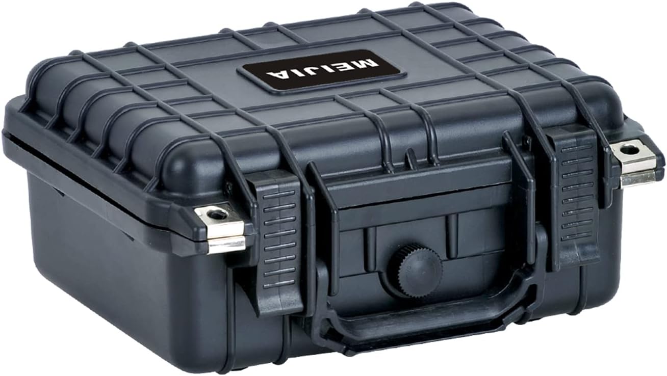 MEIJIA Waterproof Protective Case,Hard Camera Case with Customizable Foam, Elegant Black,Fit for drones, camera, lens,10.62 x9.68x4.87inches