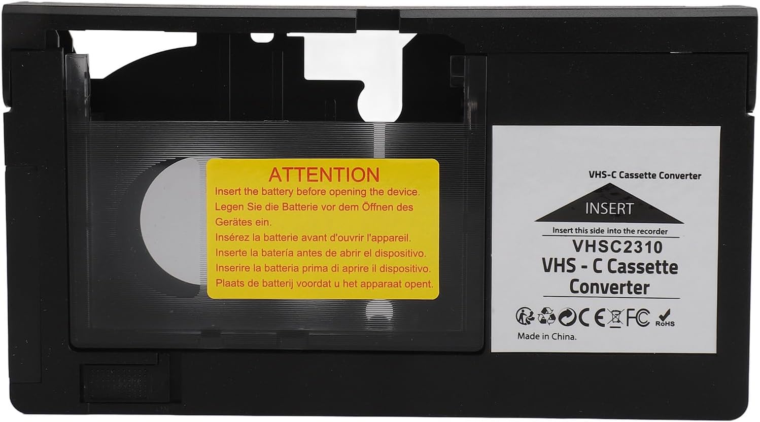 VHS-C cassette adapter, suitable for S‑VHS‑C, for S‑VHS tape, VHS-C  VHS tape conversion, including all 1.2mm standard tapes