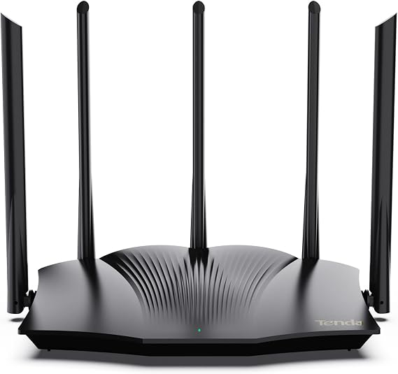 Tenda WiFi 6 Gaming Router, AX3000 Dual Band Gigabit Wireless Router for Home, Long Range Coverage with 5 * 6dBi High-Gain Antennas, High Speed with 4 Gigabit Ports, Support WPA3, VPN(RX12Pro)