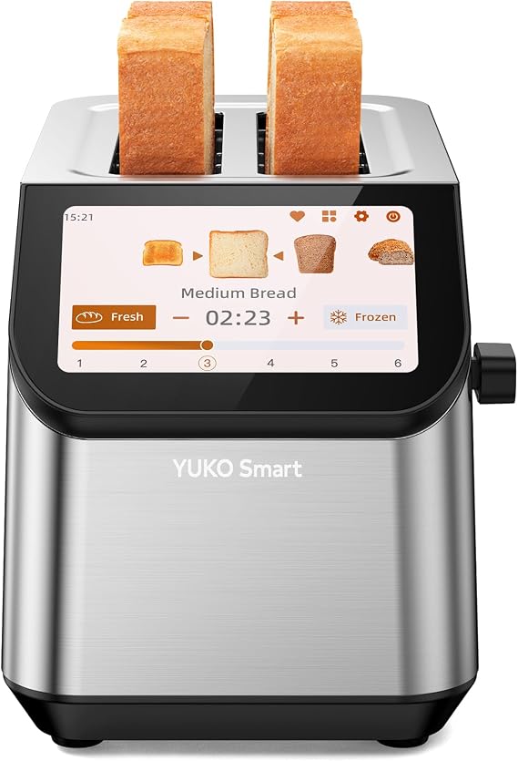 Smart Toaster 2 Slice Wide Slot with Touchscreen, Stainless Steel