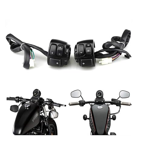 Motorcycle Handlebar Switch, 25 mm Push Button Switch, Black, Manual Operation