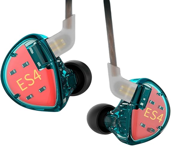 KZ ES4 in Ear Monitor Headphones, 1DD+1BA Hybrid Wired Earbuds High Fidelity in Ear Earphones Noise Cancelling Wired Gaming Earbuds Dual Drivers Stereo Bass HiFi IEM for Stage DJ (Blue Without mic)