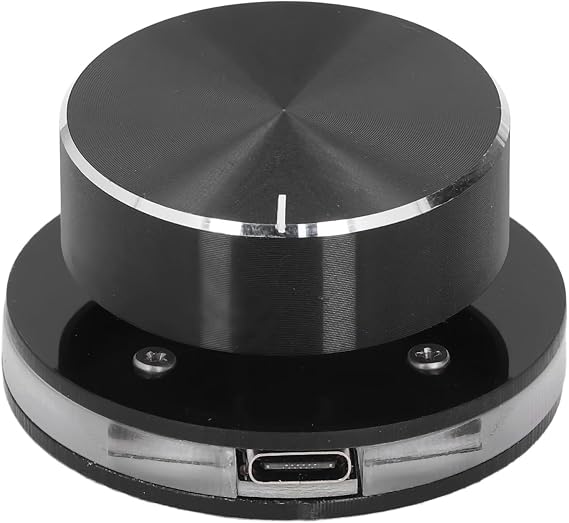 USB Volume Control Knob for Android System PC Multimedia, USB Volume Knob Multimedia Controller with RGB Light, Type C External Media Adjustment Controller, Computer Sound Control