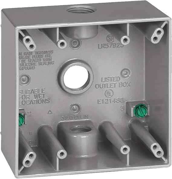 Sigma Engineered Solutions 14352 Weatherproof 3/4" 3 Hole 2-Gang Box, Gray