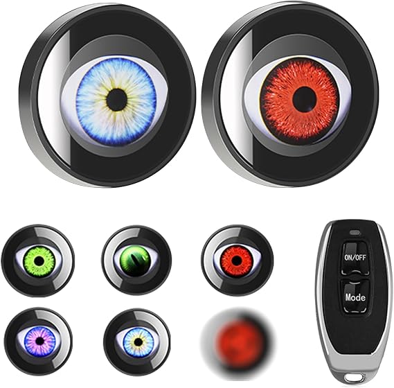 2PCS Devil Eyes Light for Cars, LED Dynamic Car Lights with Switch Control, 6 Adjustable Eye Pattern, 12v HeadlightsCar Accessories for Cars, Motorcycles and Trucks (Flat Type)