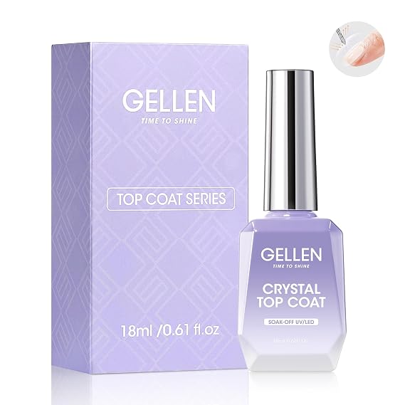 GELLEN Gel Nail Polish, High Glossy Top Coat Gel, Crystal Anti-scratch Long Lasting Top Coat for DIY Nail Art Manicure