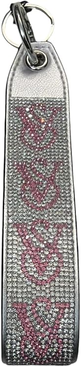Victoria's Secret Rhinestone Wristlet Strap Keychain Gray Silver Pink New