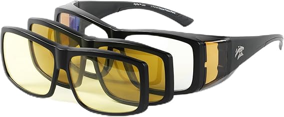 Eagle Eyes 3in1 SuperSight Interchangeable Magnetic Multi-Lens System - Sun/Night/Computer - Polarized/UV and Blue Light Blocking Lenses