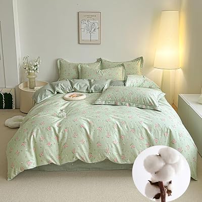 Sage Green Floral Duvet Cover Set Reversible 100% Cotton Duvet Cover King 3 PCS Chic Garden Bedding Set Mini Floral Comforter Cover Soft Breathable for All Seasons Sage Green,King