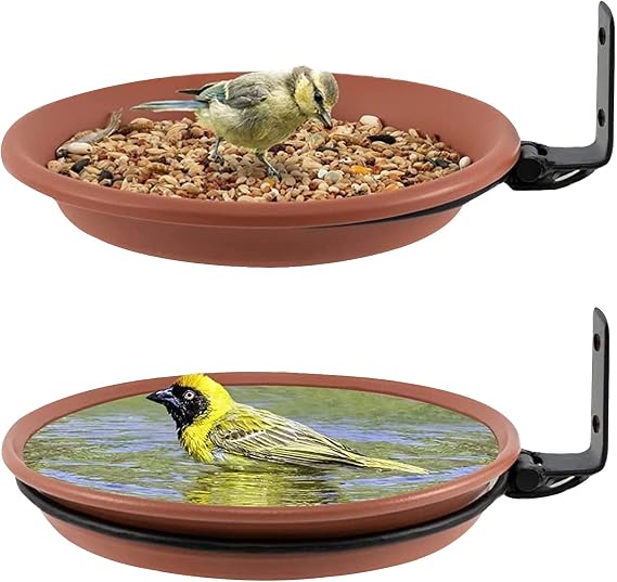 2 Piece Bird Bath for Garden, Hanging Bird Bath, Wall Mounted Bird Feeder, Fence Deck Bird Feeder Tray, Attracting Wild Birds, Bird Table Bird Water Feeder for Installed on Trees,Balcony,Outdoor Walls
